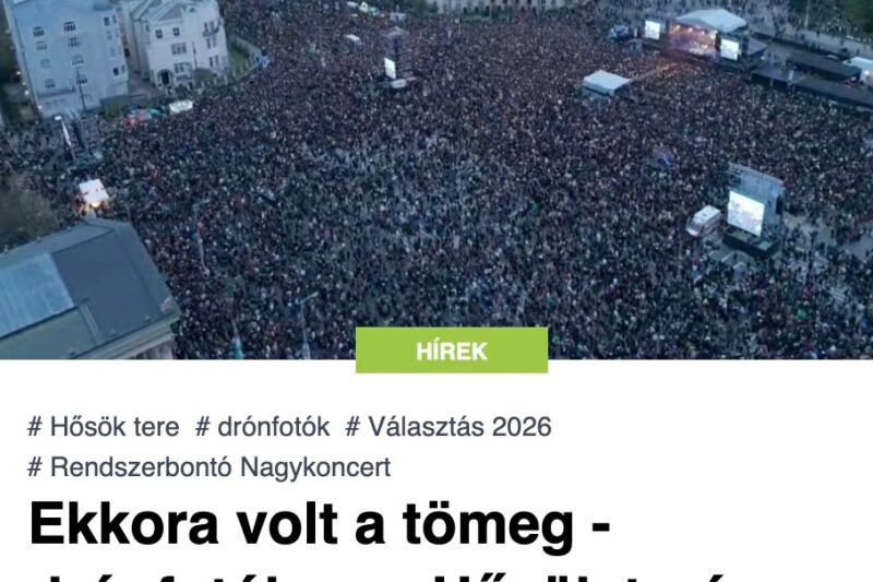Ekkora volt a tömeg – drónfotókon a Hősök terén tartott Rendszerbontó Nagykoncert