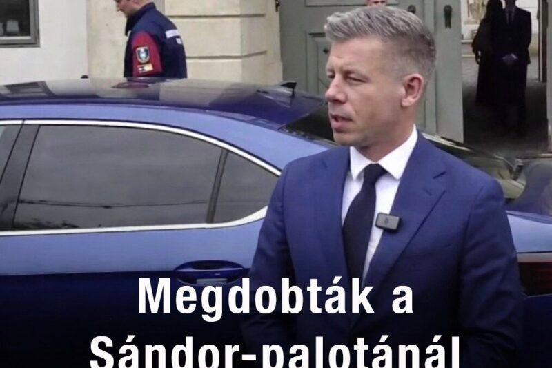 Megdobták a Sándor-palotából távozó Magyar Pétert, így reagált rá – videón az eset