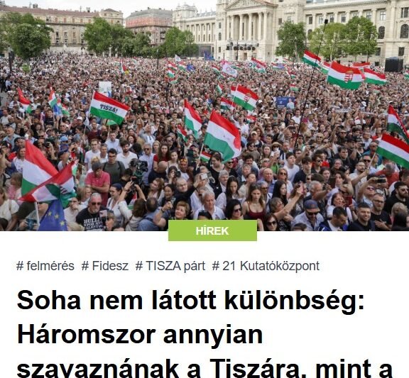 Soha nem látott különbség: Háromszor annyian szavaznának a Tiszára, mint a Fideszre