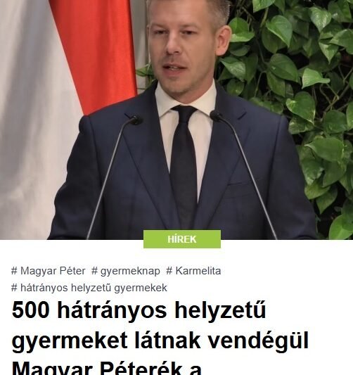 500 hátrányos helyzetű gyermeket látnak vendégül Magyar Péterék a Karmelitában