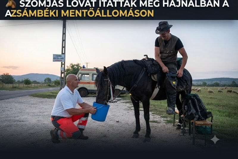 🐴 Szokatlan vendég hajnalban: szomjas lovat itattak meg a zsámbéki mentőállomáson
